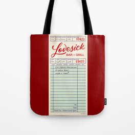 Lovesick Bar and Grill Guest Check Tote Bag