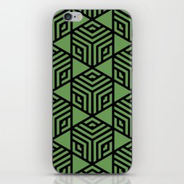 Black and Green Stripe Cube Tile Pattern Pairs Coloro 2022 Popular Color Seaweed Green 062-55-25 iPhone Skin