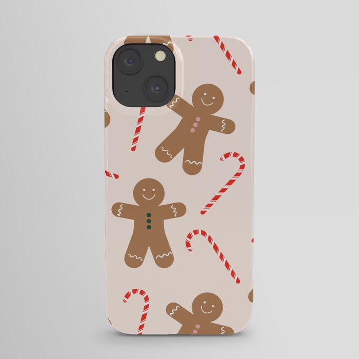 Gingerbread Man + Candy Cane Christmas Pattern iPhone Case