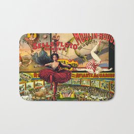 The Circus is in Town Bath Mat | Trapeze, Vintage, Trixie, Ringmaster, Collage, Horse, Circus, Bigtop, Performer, Retro 