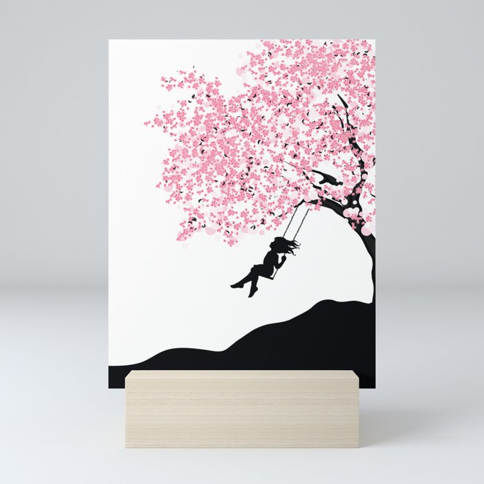 girl and tree swing Mini Art Print