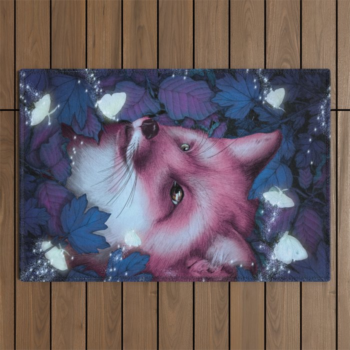 Fox in the Midnight Forest Outdoor Rug
