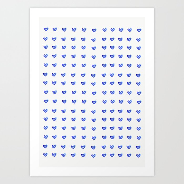 Blue Hearts Print Art Print