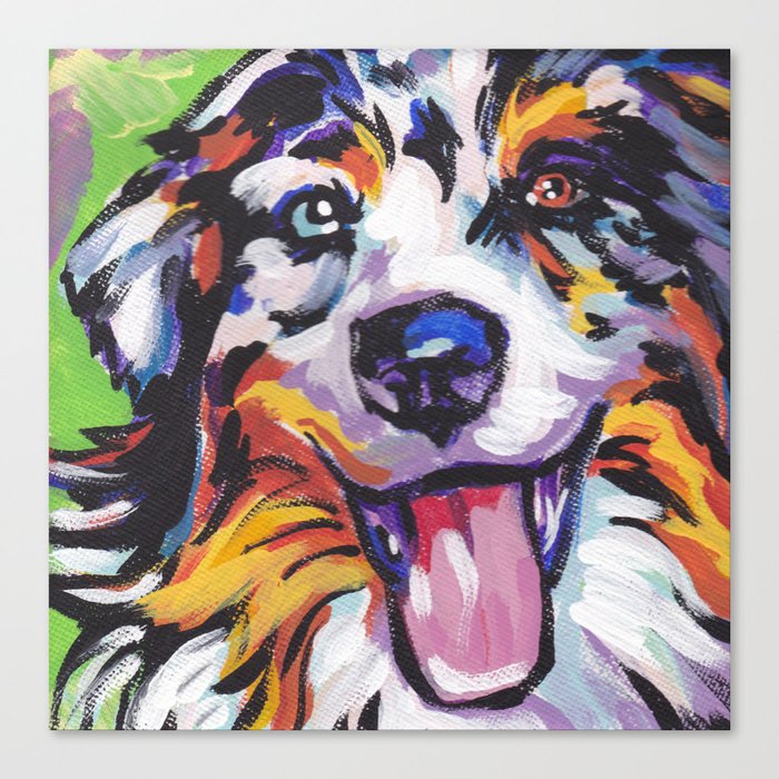 Fun AUSTRALIAN SHEPHERD Dog bright colorful Pop Art Canvas Print