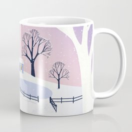 Winter cottage snowy landscape / purple and pink snow scene / snow-lovers veryperi landscape Coffee Mug