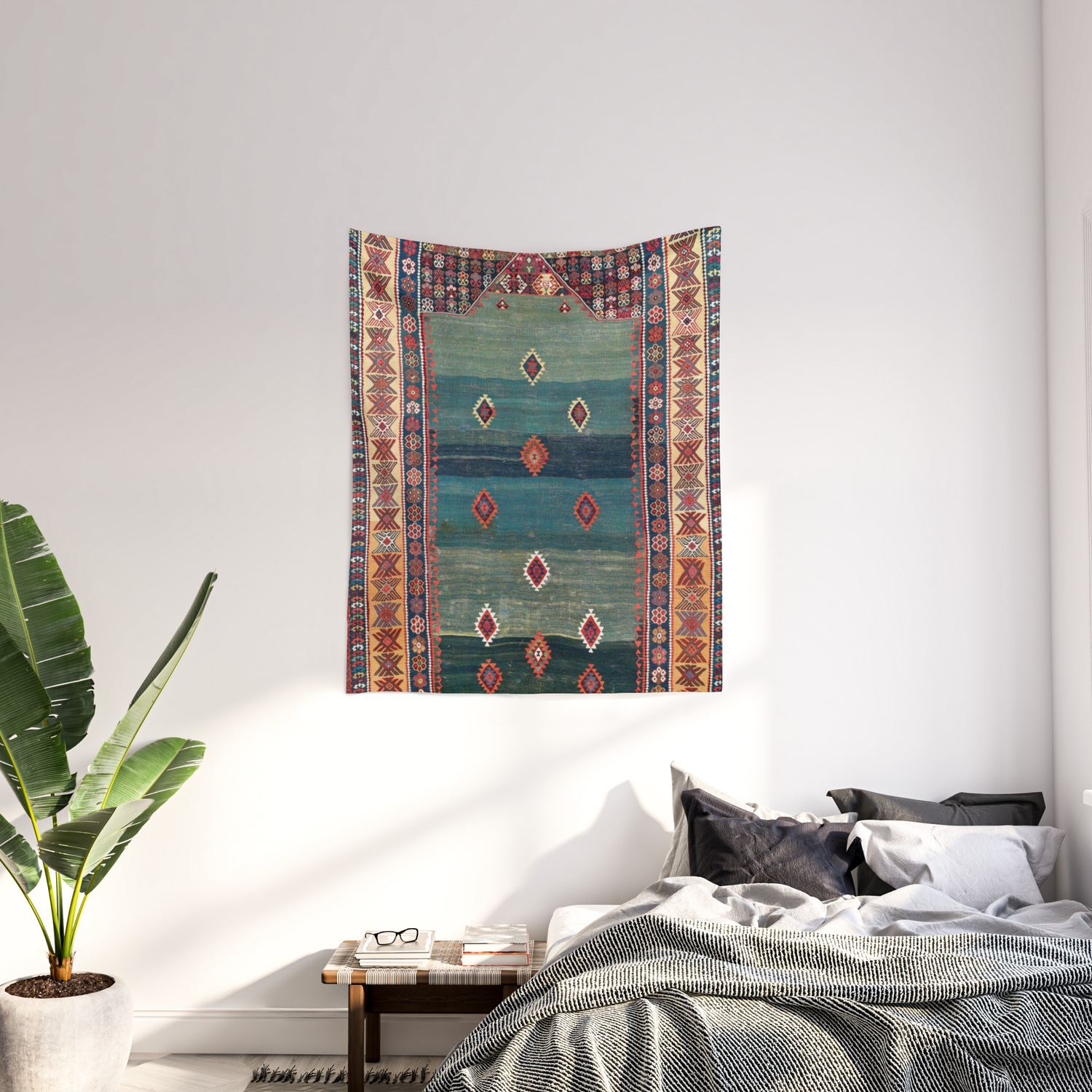 Sivas Antique Turkish Niche Kilim Print Wall Tapestry by Vicky 
