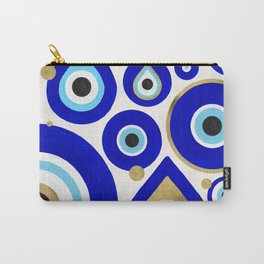 Evil Eye Charms on White Carry-All Pouch