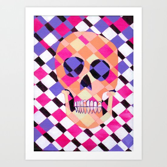 skulladelic pink plaid Art Print