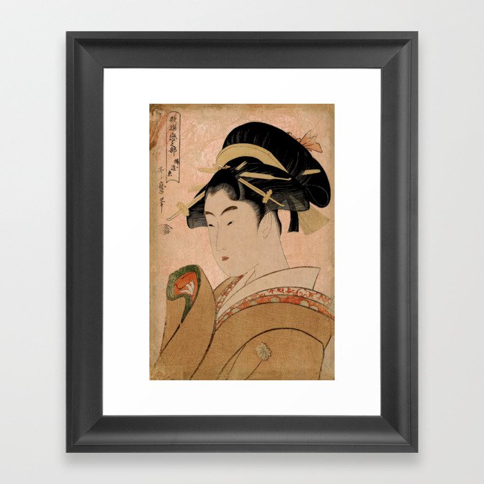 Vintage Japanese Ukiyo-e Woodblock Print Woman Portrait V Framed Art Print