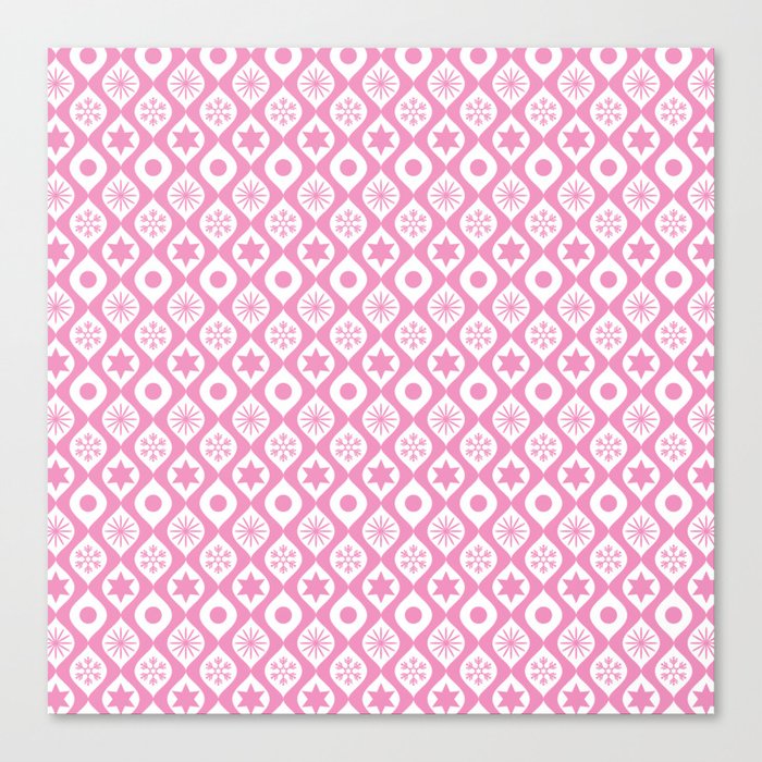 Pink Retro Christmas Pattern Canvas Print