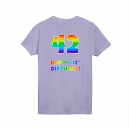 [ Thumbnail: HAPPY 42ND BIRTHDAY - Multicolored Rainbow Spectrum Gradient Kids T Shirt Kids T-Shirt ]