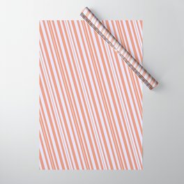 [ Thumbnail: Dark Salmon & Lavender Colored Stripes Pattern Wrapping Paper ]