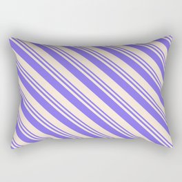 [ Thumbnail: Medium Slate Blue and Beige Colored Lines/Stripes Pattern Rectangular Pillow ]