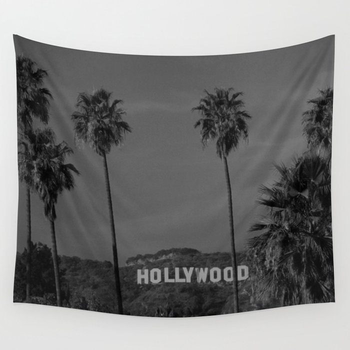 Hollywood Sign, Los Angeles, California black and white photograph / black and white photography Wall Tapestry