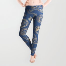 Classic blue and gold paisley Leggings