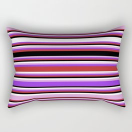 [ Thumbnail: Eyecatching Plum, Purple, Red, Black & White Colored Lines/Stripes Pattern Rectangular Pillow ]