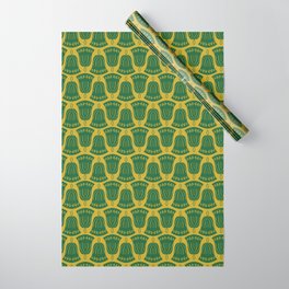 Christmas Bell Ornaments in Green and Yellow Wrapping Paper