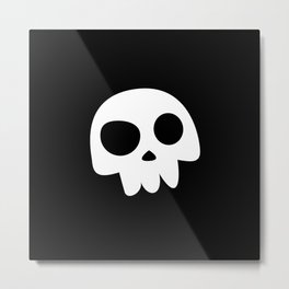 Skull Head logo with Three Teeth | Bones, white, pirates, symbolism, mortality, death, Halloween Metal Print