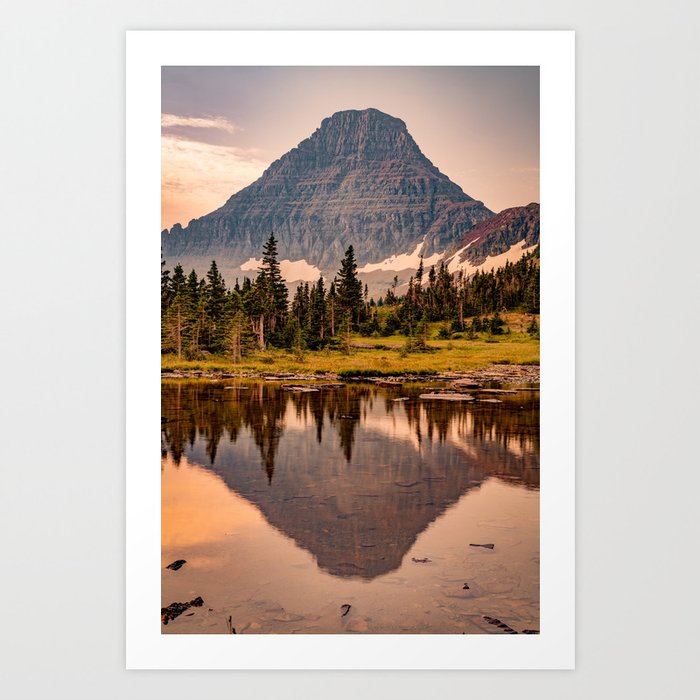 Morning Mountain Reflections Along Hidden Lake Trail Art Print