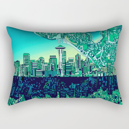 seattle city skyline Rectangular Pillow