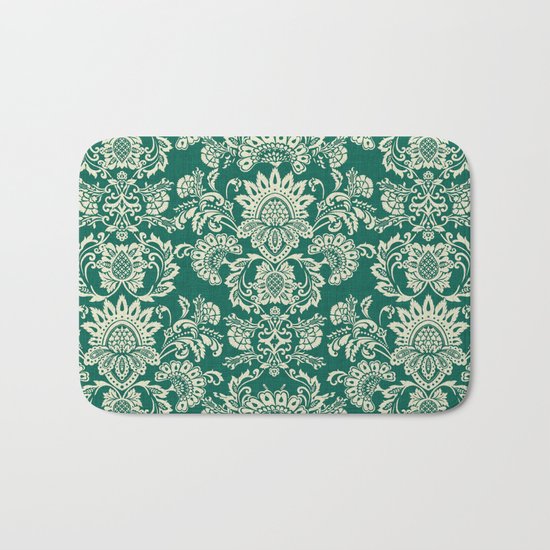 Damask vintage in green Bath Mat