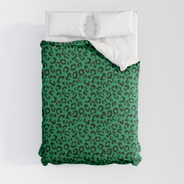 Leopard Print Black on Green Comforter