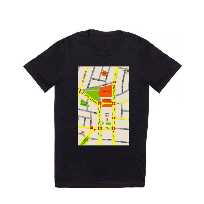 Tel Aviv map design - written in Hebrew T Shirt