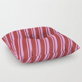 [ Thumbnail: Plum & Brown Colored Striped/Lined Pattern Floor Pillow ]