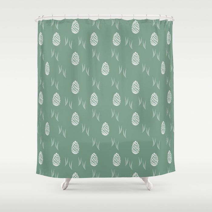 Pinecones (Graze Green) Shower Curtain