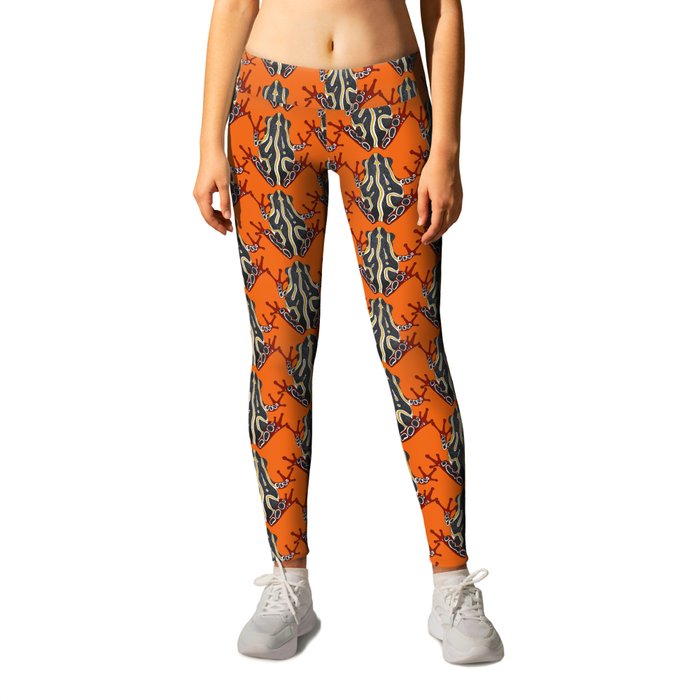 congo tree frog orange Leggings