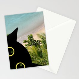 Peeking Cat Tropical  Stationery Card