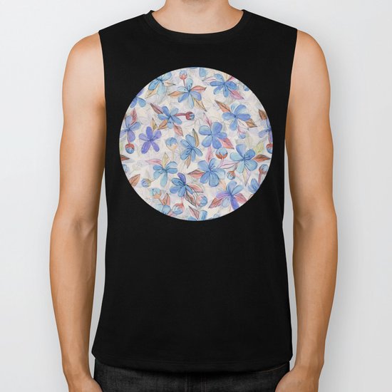 Purple Painted Floral Pattern Biker Tank