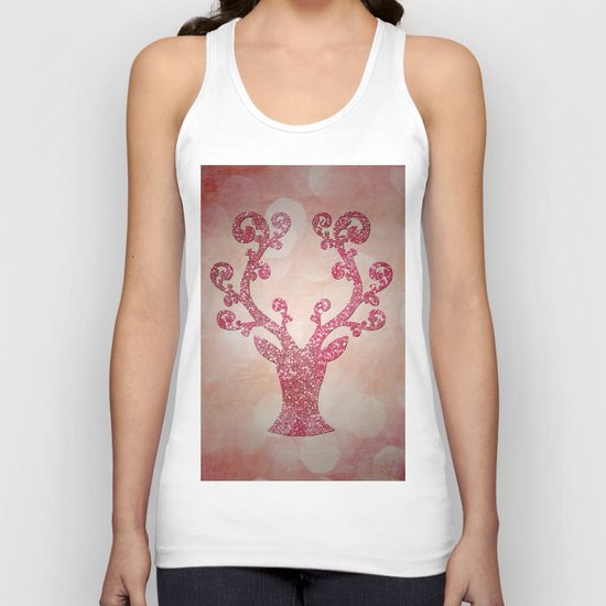 Pink sparkling glitter deer - Sparkle Effect Unisex Tank Top