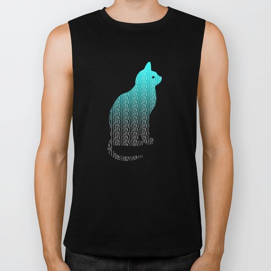 Love Cats Blue Biker Tank