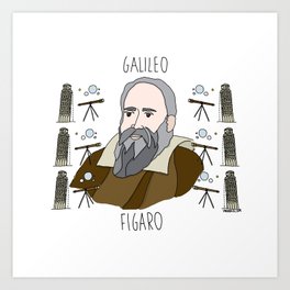 Physics - Galileo Art Print | Nerds, Physics, Smart, Funnyscientist, Scientist, Scientific, Galileo, Digital, Drawing, Scientificshirts 