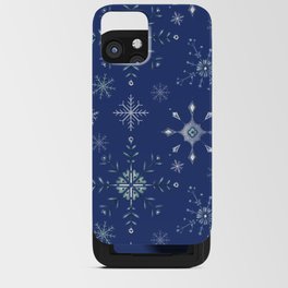 Snowflakes - Dark Blue iPhone Card Case