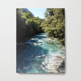 Lake Marian, New Zealand Metal Print | Photo, Blue, Newzealand, Nature, Trees, Lake, Digital, Travel, Green, Water 