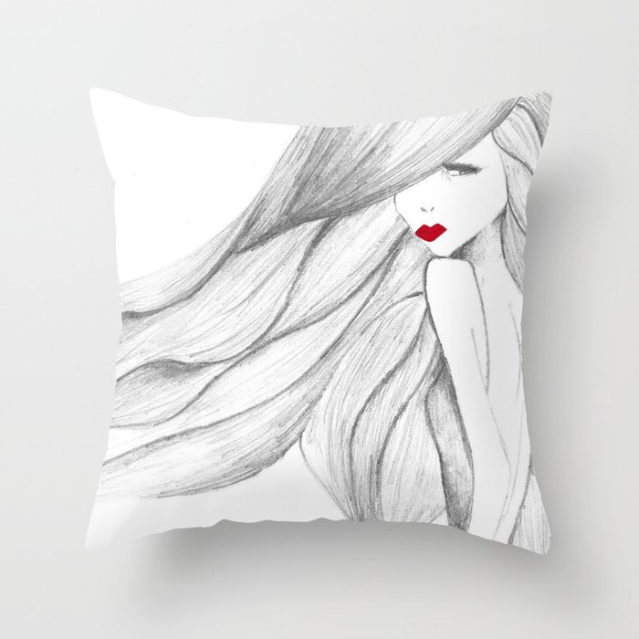Red lips Throw Pillow