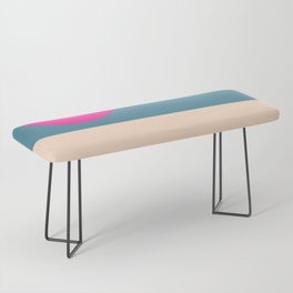 SeaYou - Pink Colorful Sunset Retro Abstract Geometric Minimalistic Design Pattern Bench