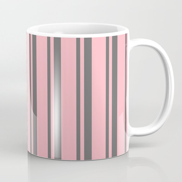 Dim Gray & Light Pink Colored Stripes Pattern Coffee Mug