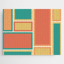 Modular Midcentury Modern Geometric Pattern in Retro Pop Colors Jigsaw Puzzle