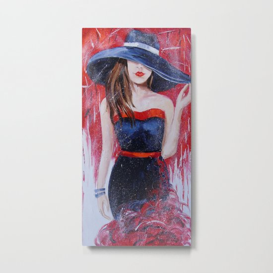 The girl in the hat Metal Print
