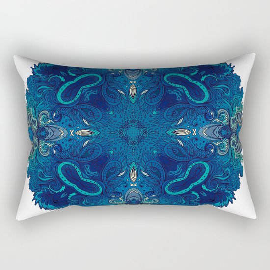 Blue Cobalt Indian Mandala Rectangular Pillow