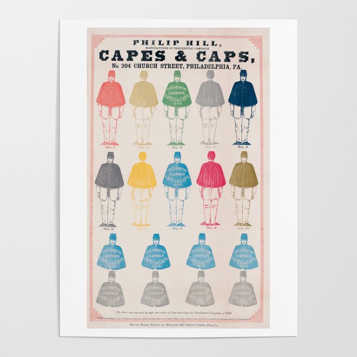 Presidential Campaign Capes & Caps for 1868 Campaign Poster