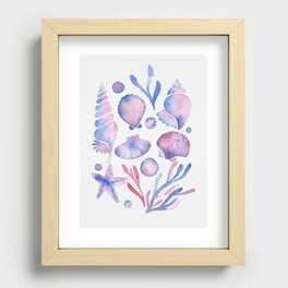 Beachy vibes - watercolor sea shells Recessed Framed Print