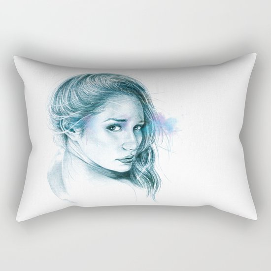 Look away, look away... | blue Rectangular Pillow