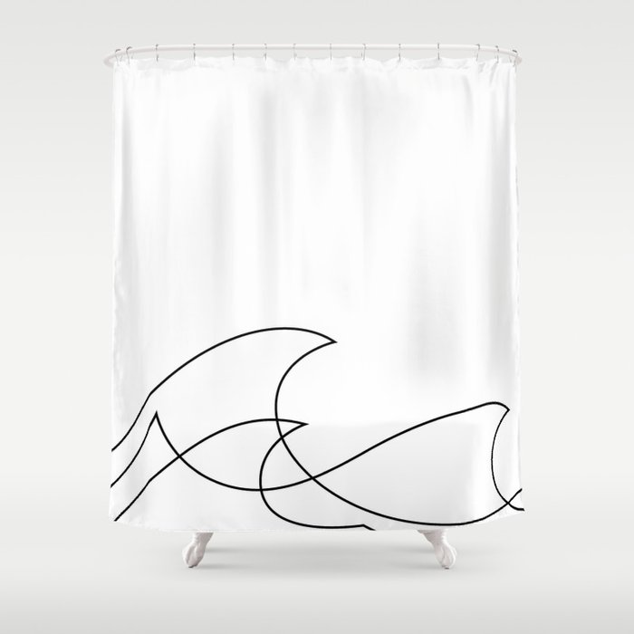 Sea Waves - One line art - W3 Shower Curtain