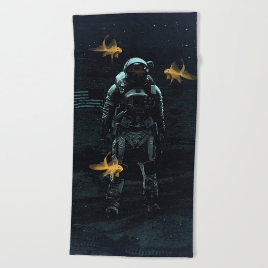 Space goldfish Beach Towel