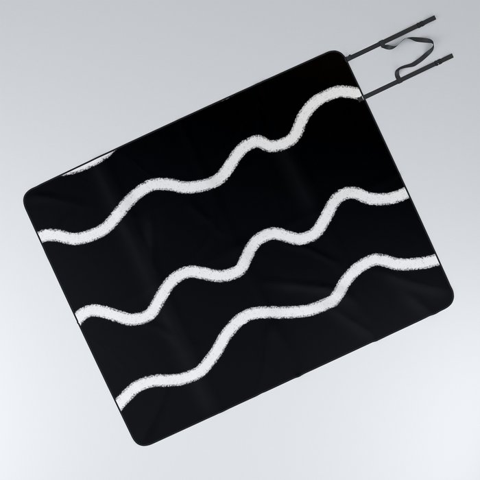Black and white curves Picnic Blanket