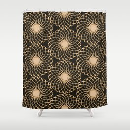 graphic floral tracery grid seamless pattern in ivory black Shower Curtain